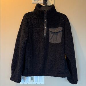 Abercrombie & Fitch Black Sherpa Snap-Up Sweatshirt